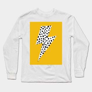 Black and white Spotty Lightning Bolt on Mustard Yellow Long Sleeve T-Shirt